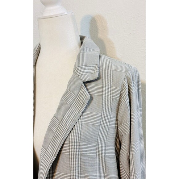 Abercrombie & Fitch Size M Grey Plaid Boyfriend Blazer Jacket Office Minimalist - Picture 4 of 12
